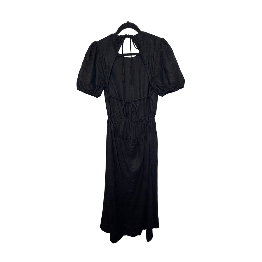 Reformation 12 Anneliese Linen Midi Dress $248 Puff Sleeve Backless Fit Flare - Picture 5 of 15